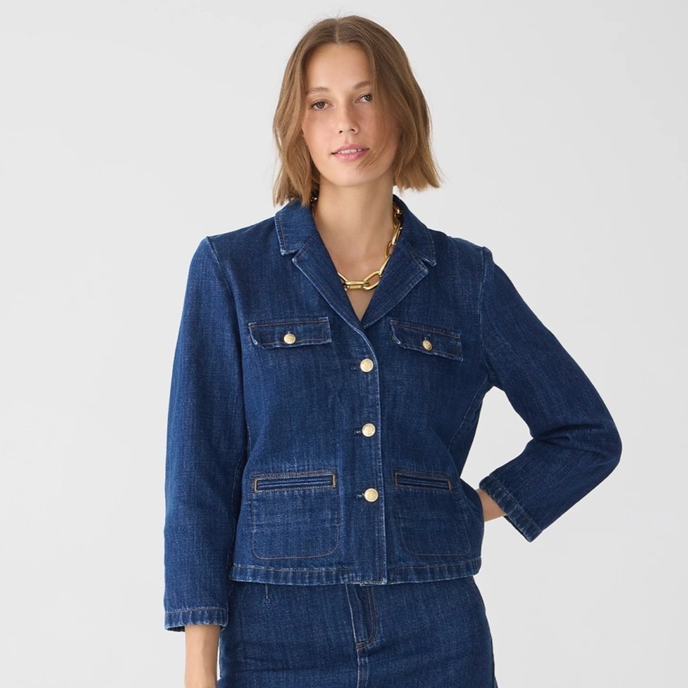 NWT J. Crew Denim Blazer Jacket Sz 14 - Picture 2 of 13